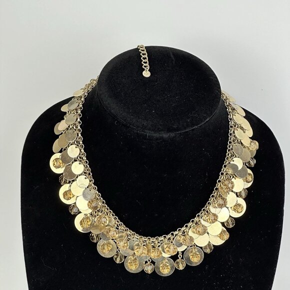 Charming Charlie Statement Necklace Bib Goldtone - Picture 3 of 16